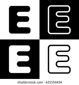 Letter E sign design template element. Vector. Black and white icons and line icon on chess board.