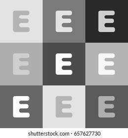 Letter E sign design template element. Vector. Grayscale version of Popart-style icon.