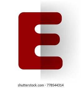 Letter E sign design template element. Vector.  icon on white bending paper background.