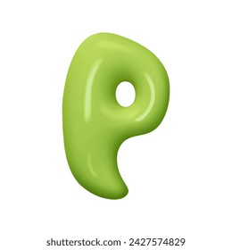 letter E. letter e sign green color. Realistic 3d design in cartoon liquid paint style. Isolated on white background. vector illustration