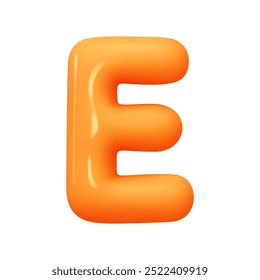 letter E. letter sign orange soft color. Realistic 3d design in cartoon balloon style. Isolated on white background. vector illustration