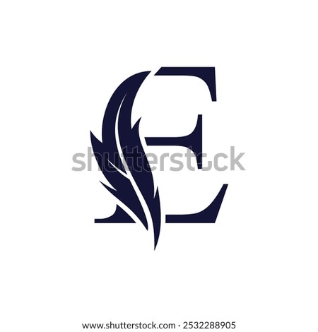 Letter E with signature logo design unique concept Premium Vector