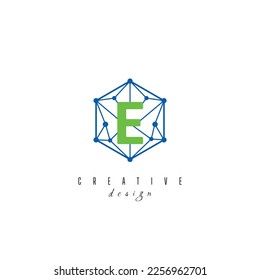 letter E and IT simple Creative elegant hexagon hexagonal poligon logo Design