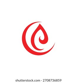 letter e simple eco abstract flame red logo vector 