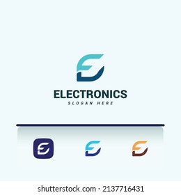 Letter E simple flat logo