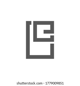 letter e simple geometric frame window symbol logo vector