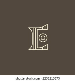 Letter E Simple Line Abstract Logo Design. Initial E Traditional Ethnic Monogram Logo Identity for Branding, Business, Real Estate, Fasion and Luxury Brand	