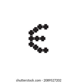 
letra E símbolo simple símbolo de piezas vectoriales