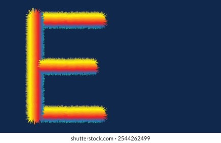 letter E with six colors, including red, orange, yellow, green, blue and purple