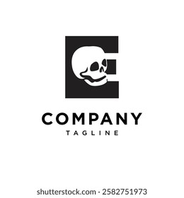 Letter E Skull Logo Icon Vector