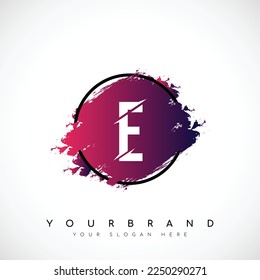 Letter E Slice Style Logo Design With Red and Black Gradient Brush in Black Circle. Vector Illustration