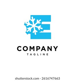 Letter E Snow Logo Icon Vector