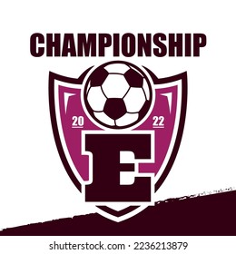 Letter E soccer team logo design template, football team or club, Football logo with shield