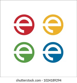 letter e solid circle logo vector template