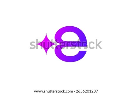 Letter E with sparkle logo icon design template elements