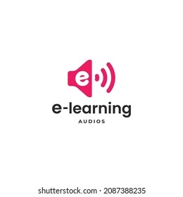 Letter E with speaker audio sound symbol logo icon sign symbol design concept. Vector illustration