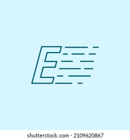 letter e Speed Logo Design Element. line art logo in blue background.