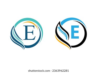 Letter E with Spine Orthopedic logo. for orthopedic business and company identity