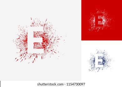 Letter E Splash Grunge Logo Template Design Vector, Emblem, Design Concept, Creative Symbol, Icon