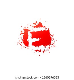 Letter E  Splatter logo icon.  Abstract Design concept red blood splash  with hidden letter E logo icon for initial, company identity and more brands.