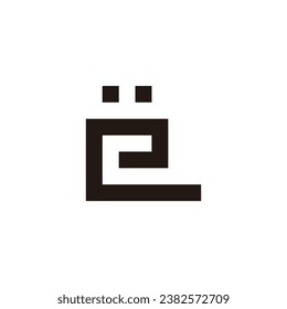 Letter e square, abstract geometric symbol simple logo vector
