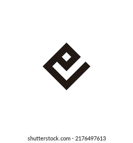 Letter e square, dot geometric symbol simple logo vector
