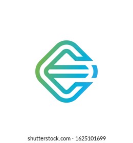 letter E square geometric simple line logo vector