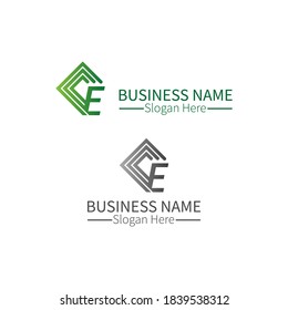 Letter E  square logo icon concept design