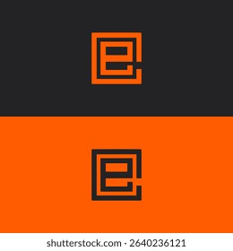 letter E square rectangle business company logo vector illustration template design