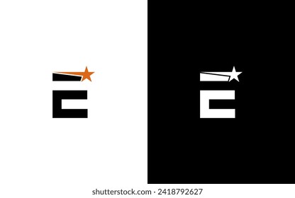 Letra E con plantilla de diseño de logotipo de estrella