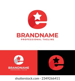 Letter E Star Logo, suitable for business related to Star with E initial.