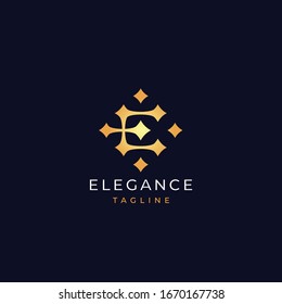 Letter E stars logo icon design template. Business symbol or sign. Luxury logotype. Vector illustration