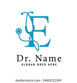 Letter E Stethoscope Logo. Alphabet E Doctor Business Icon