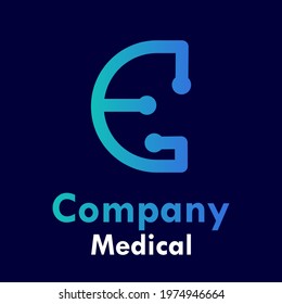 Letter E With Stethoscope Logo Template Illustration