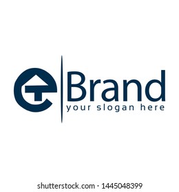 Letter E stock logo, E initial., flat designs. arrow up
