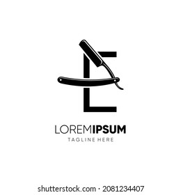 Letter E Straight Razor Logo Design Vector Icon Graphic Emblem Illustration Background Template