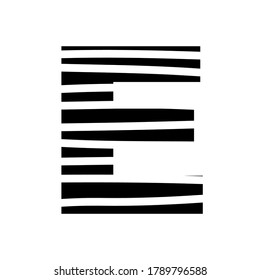 Letra E - fuente moteada rayada - ilustración vectorial aislada