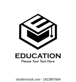 Letter e with student hat. suitable for university, school, education, student, web, brand, symbol, college,graduate,literature, course, identity, etc