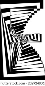 letter E in the style of op art on a white background