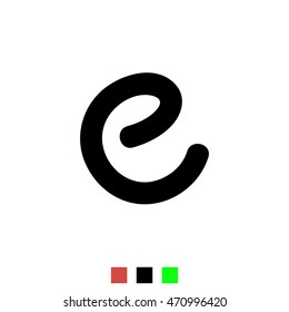 Letter E. Stylized letter of the English alphabet. Black font isolated on white background, the template element. For the logo, print, web design, icons.