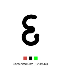 Letter E. Stylized letter of the English alphabet. Black font isolated on white background, the template element. For the logo, print, web design, icons.