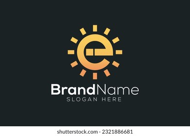 Letter E sun logo design template