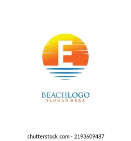 Letter E Sunset Logo Design Vektorgrafik