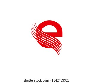 Letter E swoosh cut line logo