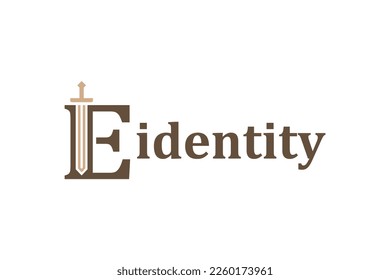Letter E with sword combination concept. Very suitable for symbol, logo, company name, brand name, personal name, icon and many more.