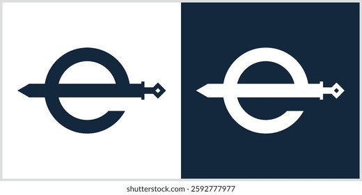 Letter E Sword logo icon vector