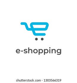 Letter E Symbol Cart Logo Vector