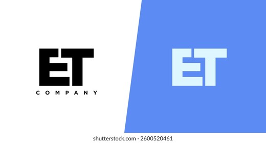 Letter E and T, ET logo design template. Minimal monogram initial based logotype.