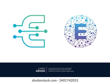 Letter E tech logo design inspiration.