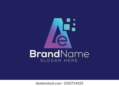 Letter A e Technology Growth logo design vector template